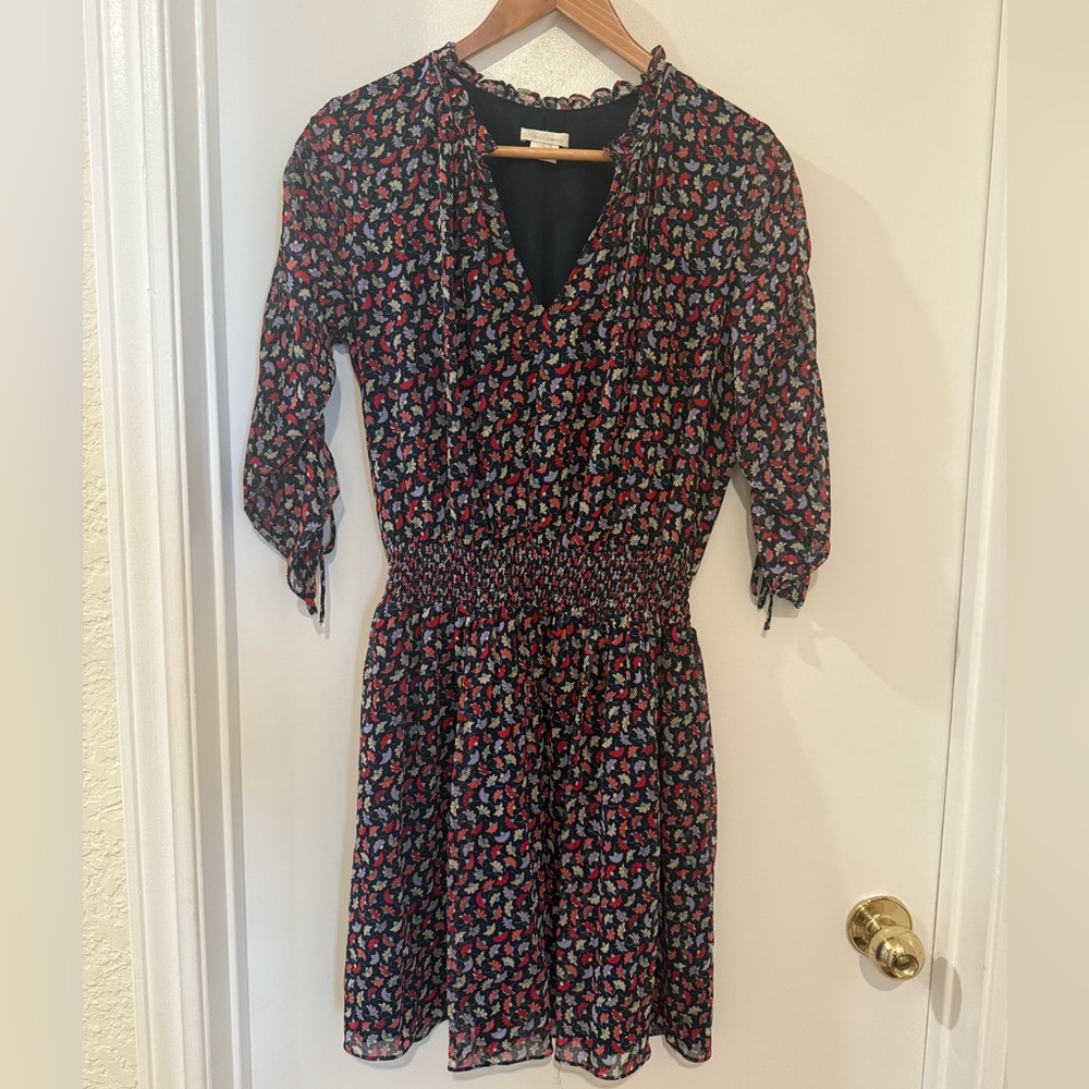 Shoshanna Bari Silk Floral V-Neck Dress